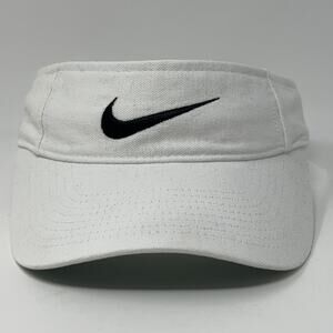 Nike Swoosh Logo Just Do It Visor Hat Cap Tennis Golfer Golfing Strapback White